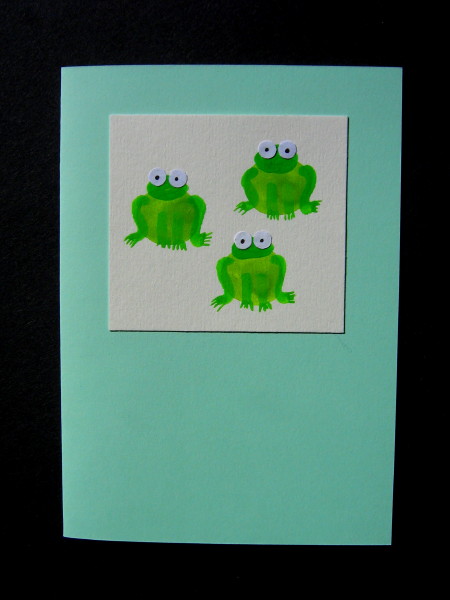 3 Frogs on Pale Green